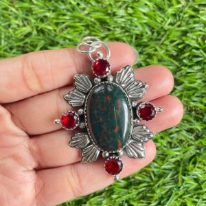 Shop Bloodstone Jewelry! Bloodstone Pendant 925 Sterling Silver Pendant Bloodstone Gemstone Pendant Handmade Silver Gemstone Jewelry Bloodstone Pendant For Necklaces | Natural genuine Bloodstone jewelry. Buy crystal jewelry, handmade handcrafted artisan jewelry for women.  Unique handmade gift ideas. #jewelry #beadedjewelry #beadedjewelry #gift #shopping #handmadejewelry #fashion #style #product #jewelry #affiliate #ad