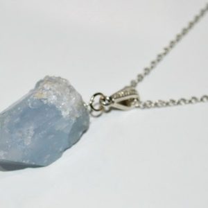 Celestite Necklace, Healing Raw Celestite Necklace, Raw Celestite Pendant Necklace,  Healing Crystal Necklace | Natural genuine Gemstone necklaces. Buy crystal jewelry, handmade handcrafted artisan jewelry for women.  Unique handmade gift ideas. #jewelry #beadednecklaces #beadedjewelry #gift #shopping #handmadejewelry #fashion #style #product #necklaces #affiliate #ad