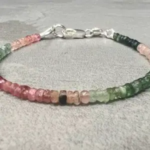 Shop Watermelon Tourmaline Bracelets! Dainty Watermelon Tourmaline Bracelet, Multicolor Tourmaline Bead Bracelet, October Birthstone Bracelet, Tourmaline Anklet Gemstone Necklace | Natural genuine Watermelon Tourmaline bracelets. Buy crystal jewelry, handmade handcrafted artisan jewelry for women.  Unique handmade gift ideas. #jewelry #beadedbracelets #beadedjewelry #gift #shopping #handmadejewelry #fashion #style #product #bracelets #affiliate #ad