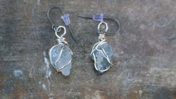 Dream Blue Celestite Earrings| Hand Wrapped | One Of A Kind| Crystal Jewelry