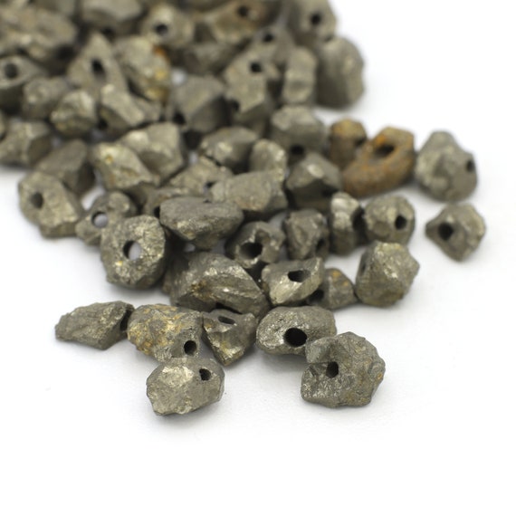 Genuine Raw Faceted Pyrite Nugget Beads For Jewelry 5-8 Mm  20pcs