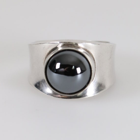 Georg Jensen Hematite Ring 124 Size Us 5 | Vintage Sterling Silver | Poul Hansen Modernist
