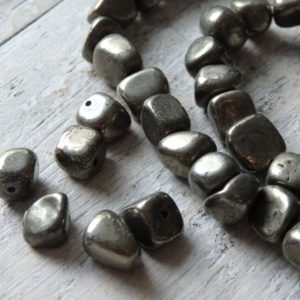 Shop Pyrite Chip & Nugget Beads! Golden pyrite nugget beads, 17" strand, 7-9mm golden pyrite beads, golden iron pyrite beads, fool's gold beads, pyrite rounded nuggets | Natural genuine chip Pyrite beads for beading and jewelry making.  #jewelry #beads #beadedjewelry #diyjewelry #jewelrymaking #beadstore #beading #affiliate #ad
