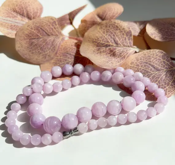 Graduated Necklace | Kunzite Necklace | Pink Kunzite Necklace | Long Nacklace | Natural Gemstone Necklace | Beaded Necklace | Womens Gift