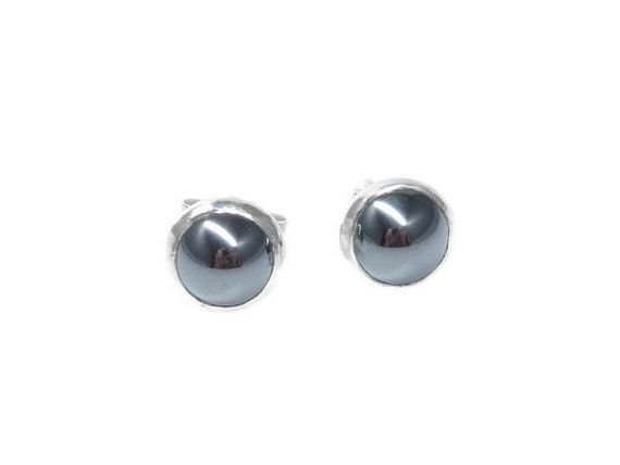 Hematite Stud Earrings, Sterling Silver Hematite Earrings, Silver Gemstone Stud Earrings, Natural Hematite Jewellery