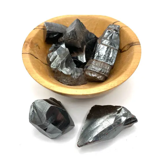Hematite Raw Natural Form Hematite Stone Healing Silver Smooth Shard 1.5''