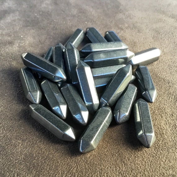Hematite Small Double Terminated Crystals - Grid Crystals - Healing Crystals - Tiny Carved Gemstones - Orgonite Crystals