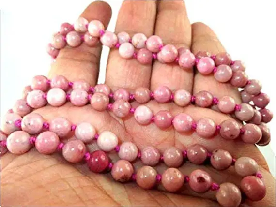 Hijet Rhodochrosite 6 Mm Necklace,japa Mala,gift Item,meditation,heart Chakra Balancing,fashion Style