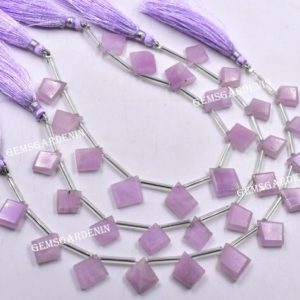 Shop Kunzite Bead Shapes! Kunzite Fancy Shape Faceted Flat Cut Teardrop Beads Brioletter 10×11 To 12×13.MM Approx 7"Inches Natural Wholesaler Price. | Natural genuine other-shape Kunzite beads for beading and jewelry making.  #jewelry #beads #beadedjewelry #diyjewelry #jewelrymaking #beadstore #beading #affiliate #ad