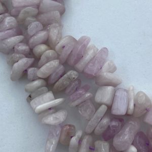 Shop Kunzite Chip & Nugget Beads! Kunzite gemstone chip beads. 16” strand of 5-8mm  high quality chips. A form of Spodumene. Known as a healing stone. | Natural genuine chip Kunzite beads for beading and jewelry making.  #jewelry #beads #beadedjewelry #diyjewelry #jewelrymaking #beadstore #beading #affiliate #ad
