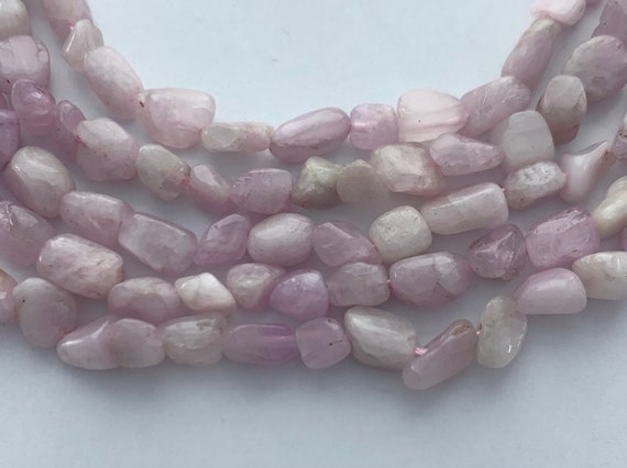 Kunzite Gemstone Nugget Beads. 15” Strand Of 6-8mm Pink Nuggets, Approx. 60 Beads Per Strand.