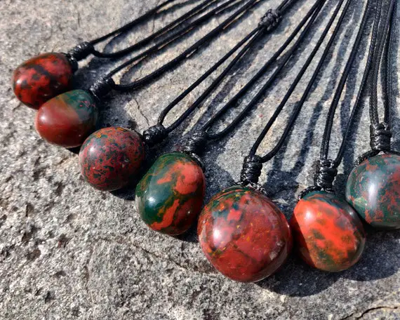 Large Bloodstone Pendant, Negative Energy Protection Necklace, Green-red Crystal Necklace, Spiritual Jewelry, Meaningful Gifts For Him & Her