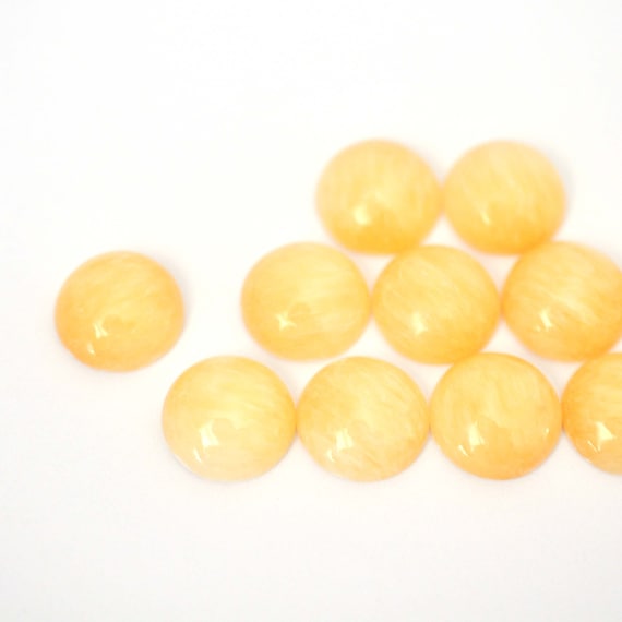 Light Aragonite 12mm Flat Back Round Genuine Cabochons, 6 Pieces, Diy Jewelry Making Supplies, Sp-124
