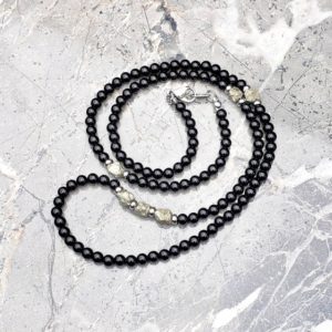 Shop Pyrite Necklaces! Men's "GOLD NUGGET" Necklace| Men's Gold Pyrite Nuggets Black Onyx Gemstone Necklace| Men's Silver Stainless Steel Onyx Beaded Necklace | Natural genuine Pyrite necklaces. Buy crystal jewelry, handmade handcrafted artisan jewelry for women.  Unique handmade gift ideas. #jewelry #beadednecklaces #beadedjewelry #gift #shopping #handmadejewelry #fashion #style #product #necklaces #affiliate #ad