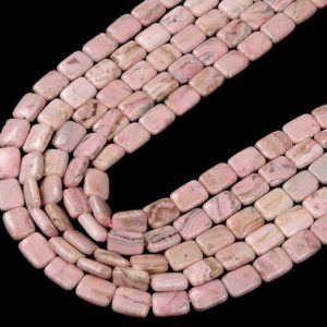 Shop Rhodochrosite Bead Shapes! Natural Argentina Rhodochrosite Gemstone Grade A Rectangle 16x12MM 18X13MM 20X15MM Loose Beads  (D353) | Natural genuine other-shape Rhodochrosite beads for beading and jewelry making.  #jewelry #beads #beadedjewelry #diyjewelry #jewelrymaking #beadstore #beading #affiliate #ad