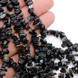 Shop Onyx Chip & Nugget Beads! Natural Black Onyx Beads, Shiny Chips and Nugget Black Beads BS #148, sizes 5-8 mm, 31 inch Strands | Natural genuine chip Onyx beads for beading and jewelry making.  #jewelry #beads #beadedjewelry #diyjewelry #jewelrymaking #beadstore #beading #affiliate #ad