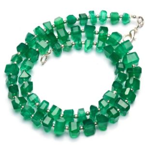 Shop Onyx Chip & Nugget Beads! Natural Gem Green Onyx Faceted Nugget Shape Beads, 17 Inch Full Strand, 6 to 8mm Size Beads, Green Beaded Necklace | Natural genuine chip Onyx beads for beading and jewelry making.  #jewelry #beads #beadedjewelry #diyjewelry #jewelrymaking #beadstore #beading #affiliate #ad