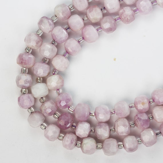 Natural Kunzite , 6*8mm Faceted Rondelle Gemstone Strand, 8 Inch , About 20 Beads,hole1mm