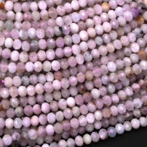 Shop Kunzite Rondelle Beads! Natural Kunzite  Faceted Rondelle 4mm 12mm Beads Real Gemstone 15.5" Strand | Natural genuine rondelle Kunzite beads for beading and jewelry making.  #jewelry #beads #beadedjewelry #diyjewelry #jewelrymaking #beadstore #beading #affiliate #ad