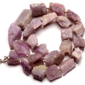 Shop Kunzite Chip & Nugget Beads! natural kunzite gem necklace from Afghanistan, rough unpolished nuggets, 18.5 inch full strand, 18 to 25 mm size beads | Natural genuine chip Kunzite beads for beading and jewelry making.  #jewelry #beads #beadedjewelry #diyjewelry #jewelrymaking #beadstore #beading #affiliate #ad