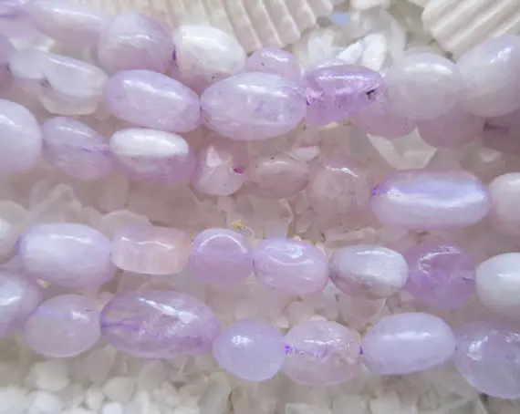 Natural Kunzite Grade A Tumbled Stone Nugget Beads - 5 To 10.5 Mm - 1 Strand 15”
