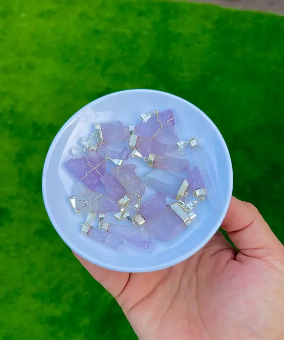 Natural Kunzite - Mini Crystal Pendant - 925 Sterling Silver Pendant - Natural Kunzite Necklace - Pink Crystal Pendant - Healing Crystal