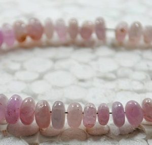 Shop Kunzite Rondelle Beads! Natural Raw Pink Kunzite Gemstone Beads Roundel Shape Smooth Beads Size 5-9 MM Approx Length 8 Inch Natural Stone Kunzite For Jewelry Making | Natural genuine rondelle Kunzite beads for beading and jewelry making.  #jewelry #beads #beadedjewelry #diyjewelry #jewelrymaking #beadstore #beading #affiliate #ad