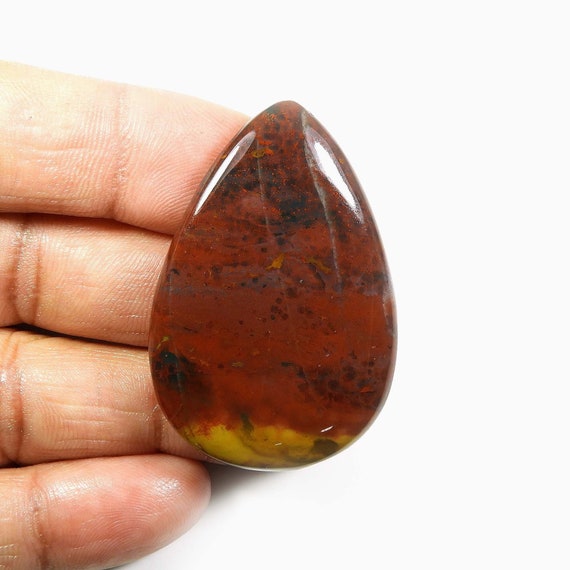 Natural Red Bloodstone Cabochon Loose Gemstone, Smooth Polished Cabochon, Handmade Gemstone, Semi Precious Stone For Jewelry 66 Cts. Mi24-12