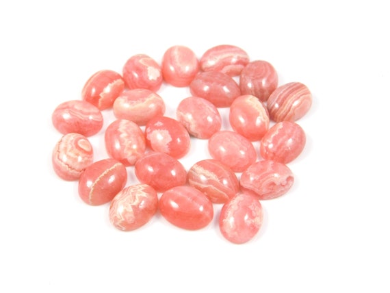 Natural Rhodochrosite, Aaa Grade, Oval Shape Stone  ,calibrated, Flatback Cabochon, Gemstone Available In Sizes From 7x9mm To 15x20mm,