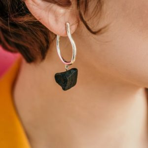 Shop Onyx Earrings! Onyx earrings, Raw onyx jewelry, Raw stone hoop earrings, Large hoop earrings, Black earrings, Large stud hoops with black dangle gemstone | Natural genuine Onyx earrings. Buy crystal jewelry, handmade handcrafted artisan jewelry for women.  Unique handmade gift ideas. #jewelry #beadedearrings #beadedjewelry #gift #shopping #handmadejewelry #fashion #style #product #earrings #affiliate #ad