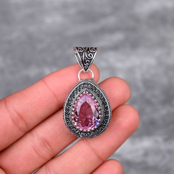 Pink Kunzite Pendant 925 Sterling Silver Pendant Kunzite Gemstone Pendant Handmade Pendant Necklace Kunzite Jewelry Gift For Her Mother