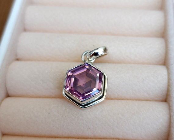 Pink Kunzite Pendant, Beautiful Hexagon Shape Gemstone Pendant, 925 Solid Sterling Silver Pendant, 18k Yellow Gold Pendant, Gift Pendant