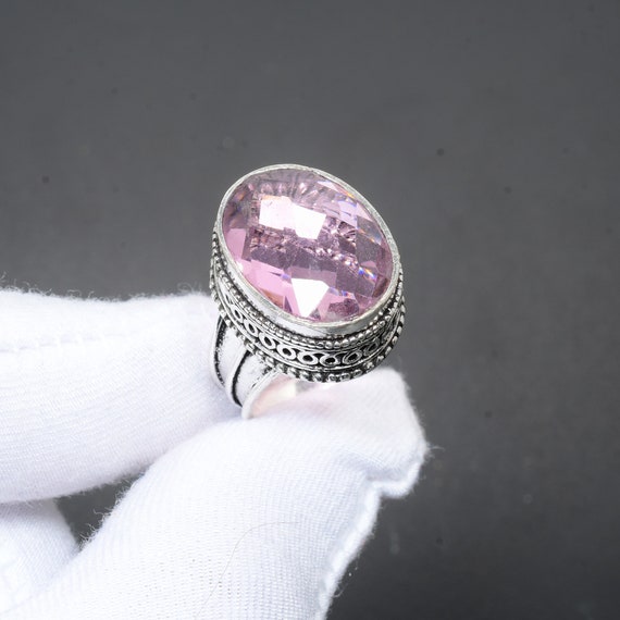 Pink Kunzite Ring Pink Kunzite Gemstone Handmade 925 Sterling Silver Ring For Anniversary Gift Ring For Mom Kunzite Ring For Wedding Gift