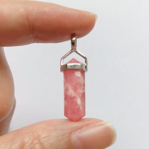 Pink Rhodochrosite Double Terminated Point Pendant set in 925 Sterling Silver Healing Crystal One Pendant G9243 | Natural genuine Array jewelry. Buy crystal jewelry, handmade handcrafted artisan jewelry for women.  Unique handmade gift ideas. #jewelry #beadedjewelry #beadedjewelry #gift #shopping #handmadejewelry #fashion #style #product #jewelry #affiliate #ad