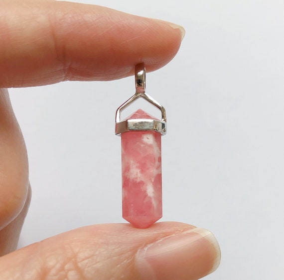 Pink Rhodochrosite Double Terminated Point Pendant Set In 925 Sterling Silver Healing Crystal One Pendant G9243