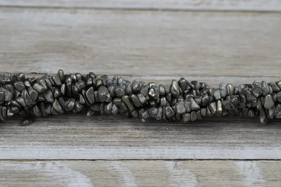 Pyrite Chips / Beads -  Natural Gemstone Chips - Long Strand