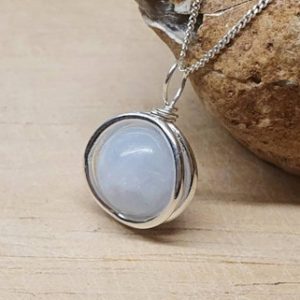 Rare Celestite Pendant necklace. Crystal Reiki jewelry uk. Minimalist Celestine pendant. 925 sterling silver. Empowered crystals. | Natural genuine Celestite pendants. Buy crystal jewelry, handmade handcrafted artisan jewelry for women.  Unique handmade gift ideas. #jewelry #beadedpendants #beadedjewelry #gift #shopping #handmadejewelry #fashion #style #product #pendants #affiliate #ad