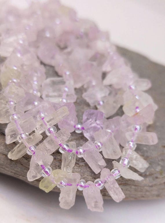 Rare Pretty Natural Crystal Kunzite Beads. Kunzite Wands. Kunzite Chunks Freeform. Choose Quantity