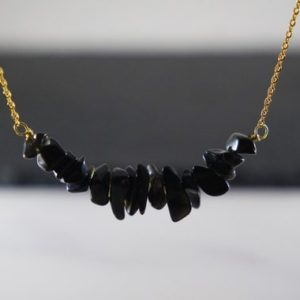 Raw Black Onyx Necklace- Black Onyx Bar Necklace – Black Onyx Necklace – Gift For Her – Dainty Raw Black Stone Necklace – Crystal Necklace | Natural genuine Onyx necklaces. Buy crystal jewelry, handmade handcrafted artisan jewelry for women.  Unique handmade gift ideas. #jewelry #beadednecklaces #beadedjewelry #gift #shopping #handmadejewelry #fashion #style #product #necklaces #affiliate #ad