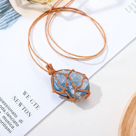 Raw Celestite Necklace Pendant Blue Celestite Crystal Cluster Pendant Necklace For Gifts 3144