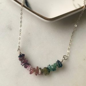 Shop Watermelon Tourmaline Necklaces! Raw rainbow watermelon Tourmaline Necklace in sterling silver and 14k Gold Filled, October birthstone Necklace, Libra Scorpio birthday gift | Natural genuine Watermelon Tourmaline necklaces. Buy crystal jewelry, handmade handcrafted artisan jewelry for women.  Unique handmade gift ideas. #jewelry #beadednecklaces #beadedjewelry #gift #shopping #handmadejewelry #fashion #style #product #necklaces #affiliate #ad