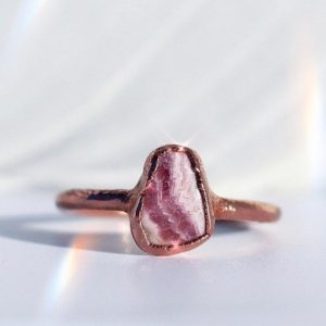 Shop Rhodochrosite Rings! Raw Rhodochrosite Ring, Rhodochrosite Raw Stone, Rhodochrosite Crystal Ring, Raw Gemstone Ring, Smooth Crystal Ring, Raw Gemstone Jewelry | Natural genuine Rhodochrosite rings, simple unique handcrafted gemstone rings. #rings #jewelry #shopping #gift #handmade #fashion #style #affiliate #ad