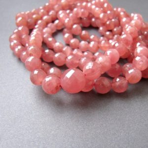 Shop Rhodochrosite Beads! Rhodochrosite Round Beads • 4.50-8mm • AAA Micro Faceted Sphere Rondelles • Natural Gemstone • Peru • Banding and Colour Zoning | Natural genuine beads Rhodochrosite beads for beading and jewelry making.  #jewelry #beads #beadedjewelry #diyjewelry #jewelrymaking #beadstore #beading #affiliate #ad