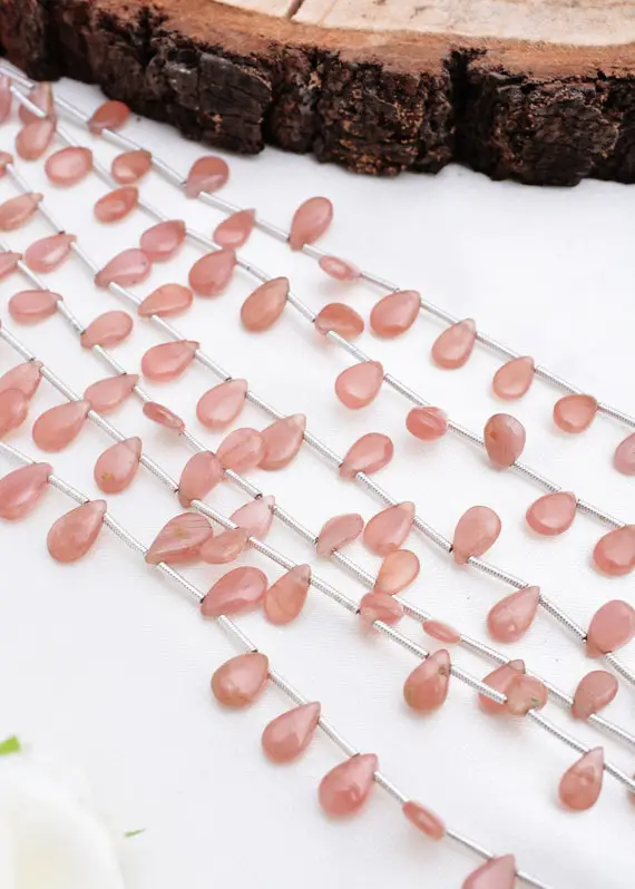 Rhodochrosite Smooth Drops 1 Strand Natural, Gemstone For Jewelry