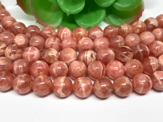 Rhodocrosite 7mm Rhodochrosite Round Beads, Length 40mm, Good Quality- Rhodochrosite Beads