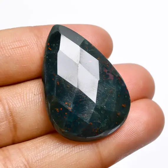 Rose Cut Bloodstone Cabochon, 100% Natural Rose Cut Bloodstone Cabochon, Pear Shape Faceted Loose Gemstone 34.5 Ct. Size 44x21x6 Mm S-8682