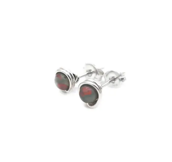 Small Bloodstone Earrings/ .925 Sterling Earring Studs/ Custom Earrings/ Hypoallergenic Earrings Studs/ Reiki Infused For You