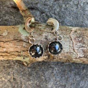 Shop Hematite Earrings! Sterling Silver Moon and Hematite Earrings | Natural genuine Hematite earrings. Buy crystal jewelry, handmade handcrafted artisan jewelry for women.  Unique handmade gift ideas. #jewelry #beadedearrings #beadedjewelry #gift #shopping #handmadejewelry #fashion #style #product #earrings #affiliate #ad
