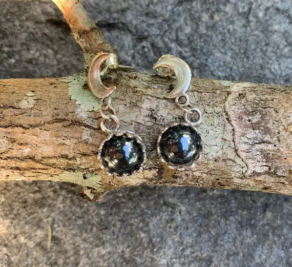 Sterling Silver Moon And Hematite Earrings