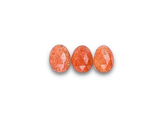 Orange Sunstone Cabochons Rose Cut - 9 To 10.5 Mm - Choose A Set Of 3 Or A Single Cabochon